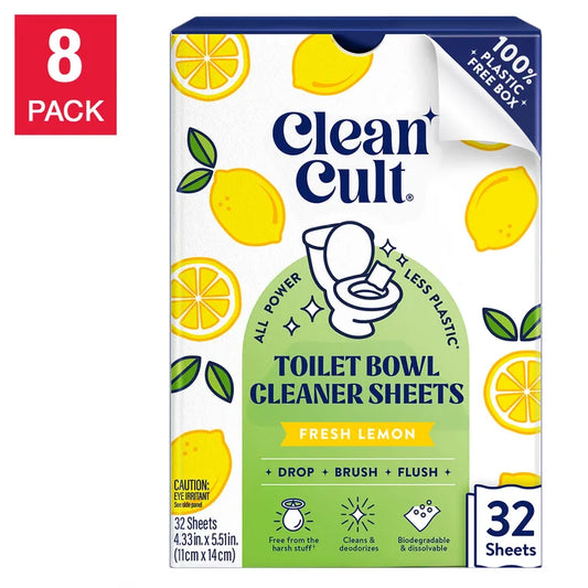 Cleancult Toilet Bowl Cleaner Sheets, Fresh Lemon, 256-count