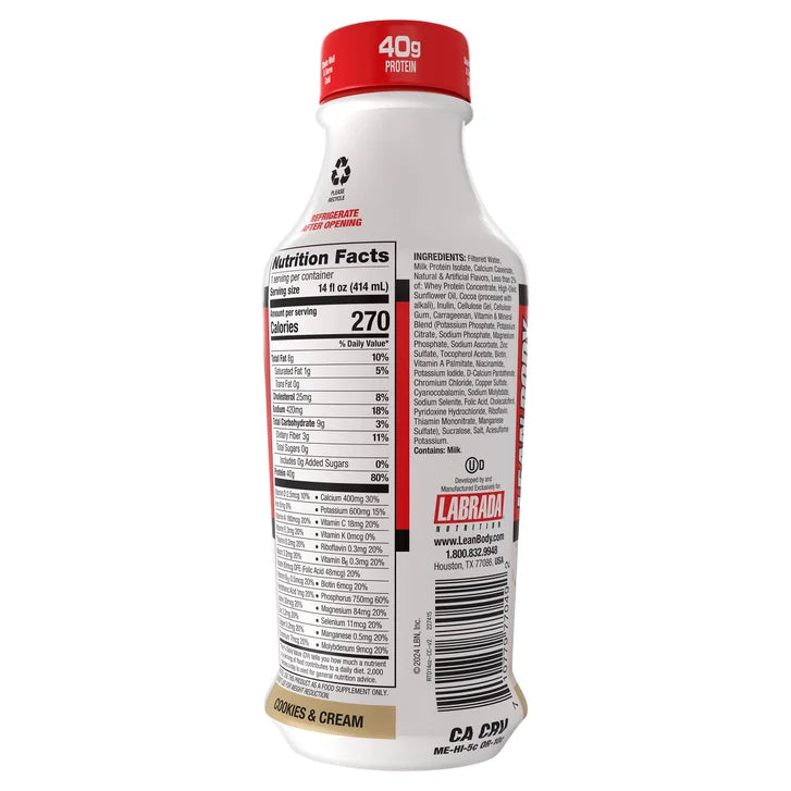 Lean Body Cookies & Cream Protein Shake 14 fl oz, 12-pack