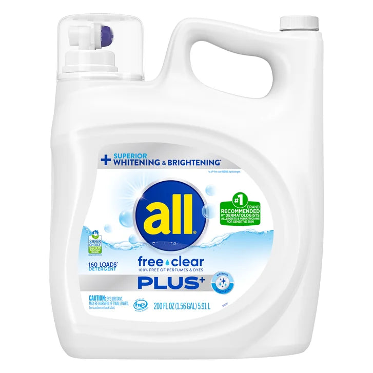 All Free & Clear Plus+ Liquid Laundry Detergent, 160 Loads, 200 fl oz
