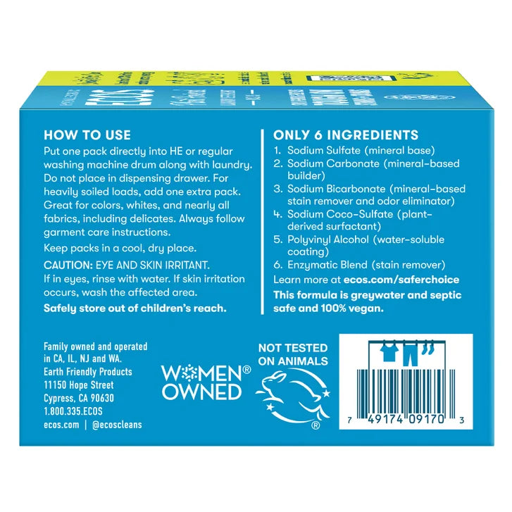 ECOS Laundry Detergent Packs, Free & Clear, 112-count
