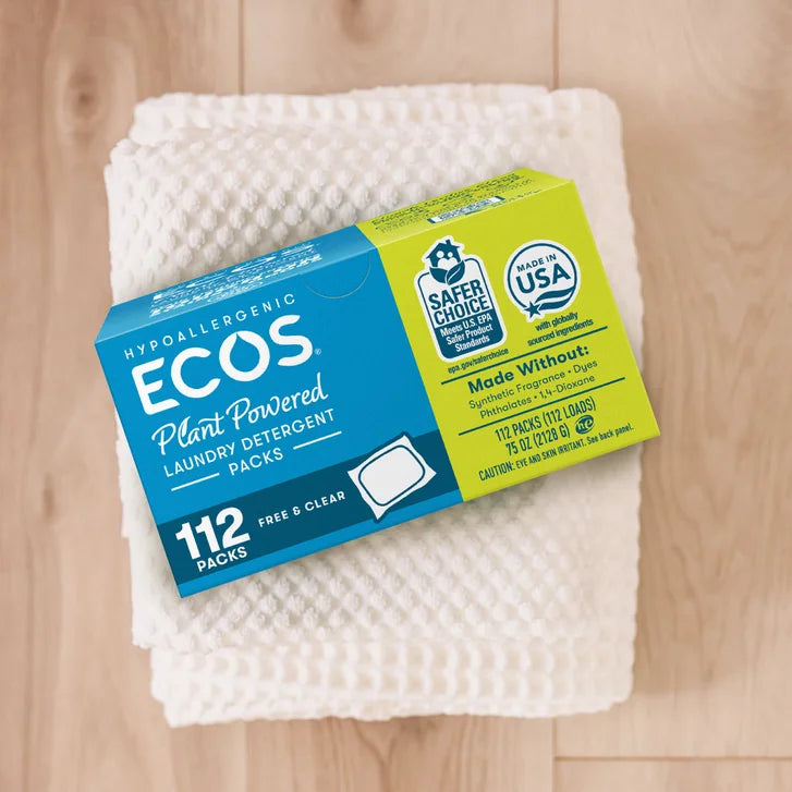 ECOS Laundry Detergent Packs, Free & Clear, 112-count
