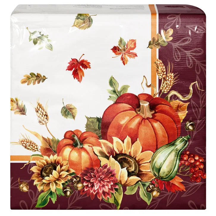 Artstyle Oval Paper Plate and Napkin Bundle, Spectacular Harvest, 200-count