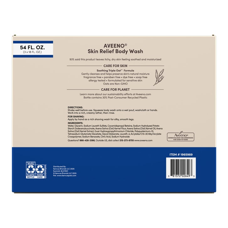 Aveeno Skin Relief Body Wash, 18 fl oz, 3-pack