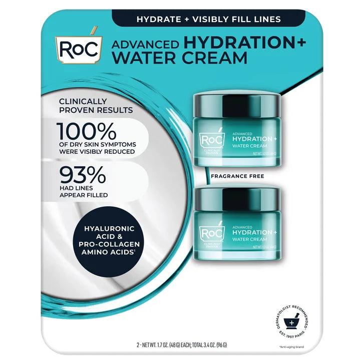 ROC Hydrate + Plump Water Cream, 1.7 oz, 2-pack