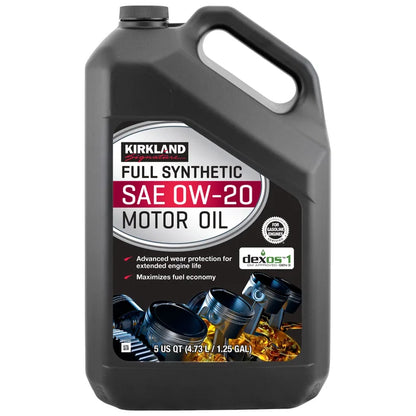 Kirkland Signature 0W-20 Full Synthetic and 5W-30 High Mileage Full Synthetic Motor Oil 5-Quart, 4-Pack