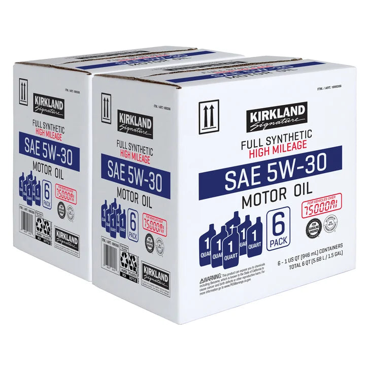 Kirkland Signature 5W-30 High Mileage Full Synthetic Motor Oil 1-Quart, 12-Pack