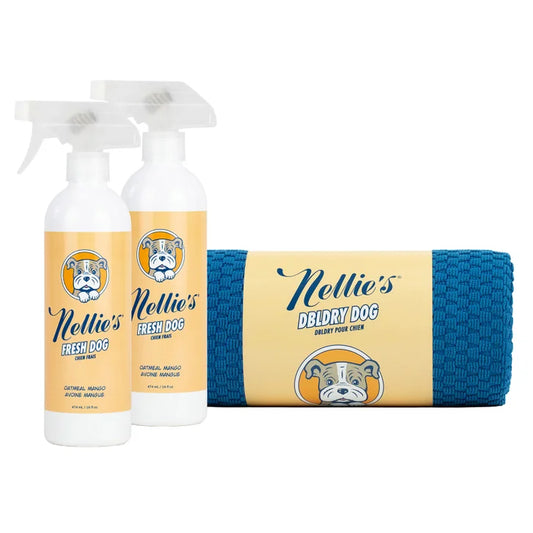 Nellie's Dog Towel and Waterless Dog 16 fl oz Shampoo Bundle