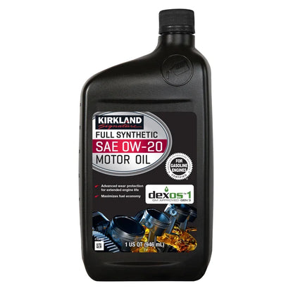 Kirkland Signature 0W-20 Full Synthetic and 5W-30 High Mileage Full Synthetic Motor Oil 1-Quart, 12-Pack