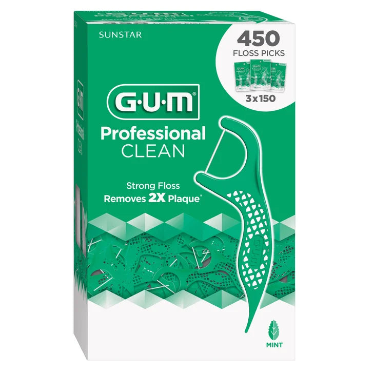 GUM Professional Clean Floss Picks, 150-count, 3-pack