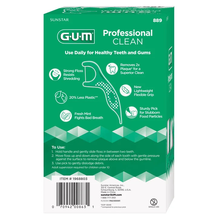 GUM Professional Clean Floss Picks, 150-count, 3-pack
