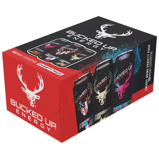 Bucked Up Energy Drink, Variety Pack, 16 oz, 15-count