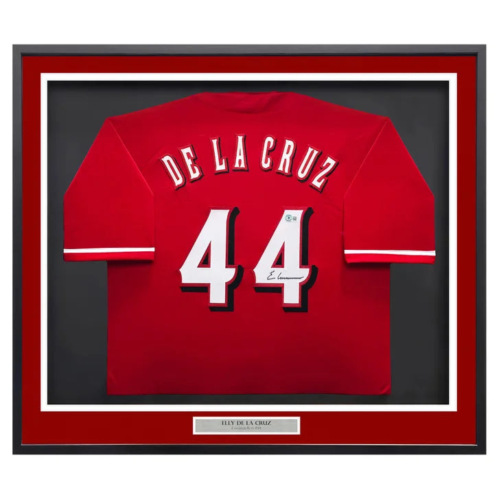 Elly De La Cruz Autographed Framed Red Jersey Cincinnati Reds - Beckett Authenticated