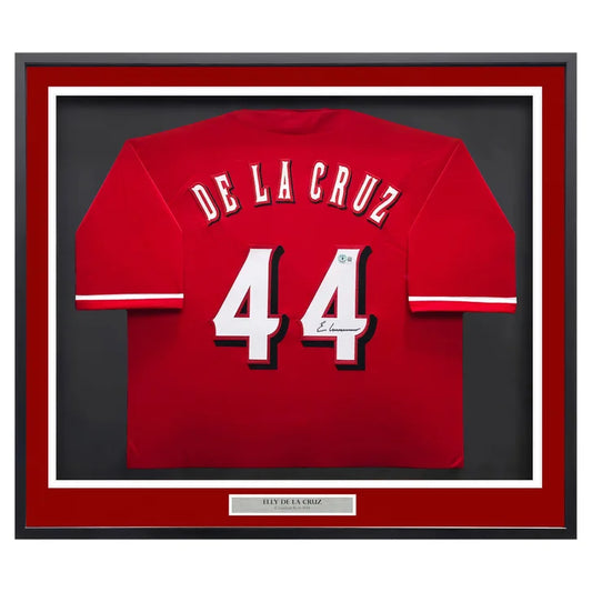 Elly De La Cruz Autographed Framed Red Jersey Cincinnati Reds - Beckett Authenticated