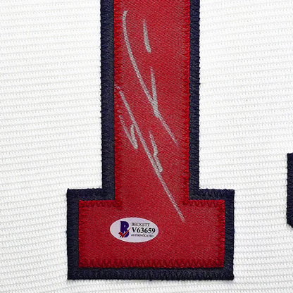 Ronald Acuna Autographed Framed White Nike Atlanta Braves Jersey - Beckett Authenticated