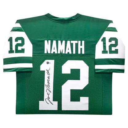 Joe Namath Autographed Framed Green Jersey New York Jets - Beckett Authenticated