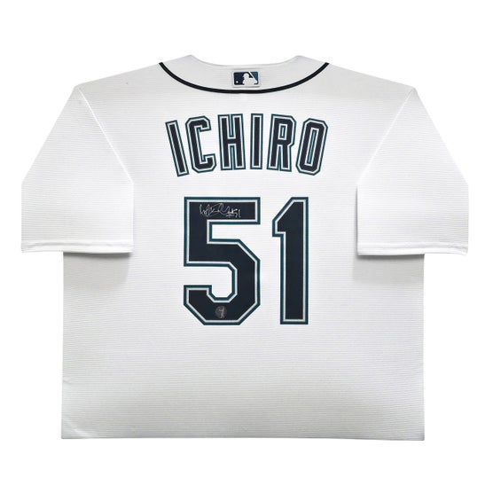 Ichiro Suzuki Autographed Framed White Nike Jersey Seattle Mariners "#51" - MCS Authenticated