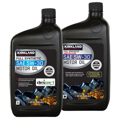 Kirkland Signature 5W-30 Full Synthetic and 5W-30 High Mileage Full Synthetic Motor Oil 1-quart, 12-pack
