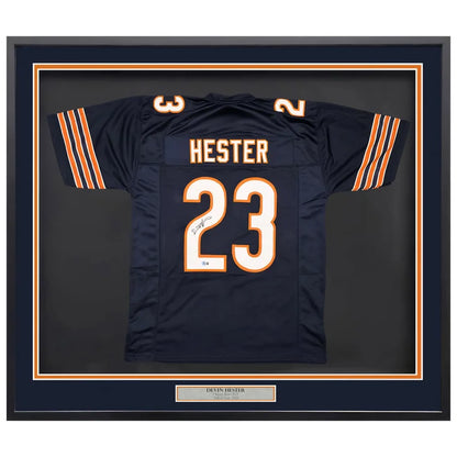 Chicago Bears Devin Hester Autographed Framed Blue Jersey - Beckett Authenticated