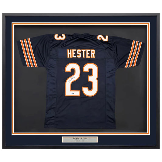 Chicago Bears Devin Hester Autographed Framed Blue Jersey - Beckett Authenticated
