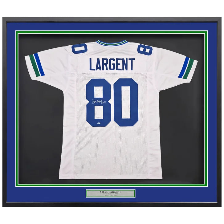Seattle Seahawks Steve Largent Autographed Framed White Jersey "HOF 95"