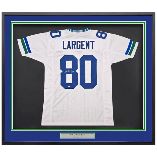 Seattle Seahawks Steve Largent Autographed Framed White Jersey "HOF 95"