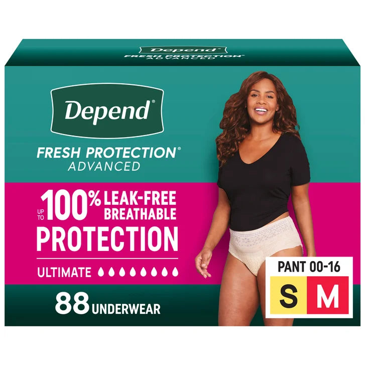Depend Fresh Protection Advanced Incontinence & Postpartum Bladder Leak Underwear for Women, Ultimate Absorbency