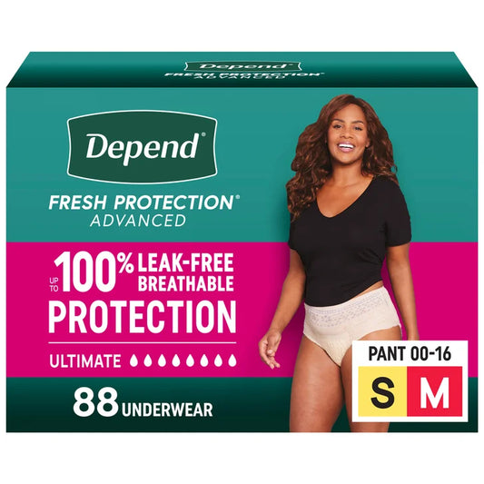 Depend Fresh Protection Advanced Incontinence & Postpartum Bladder Leak Underwear for Women, Ultimate Absorbency