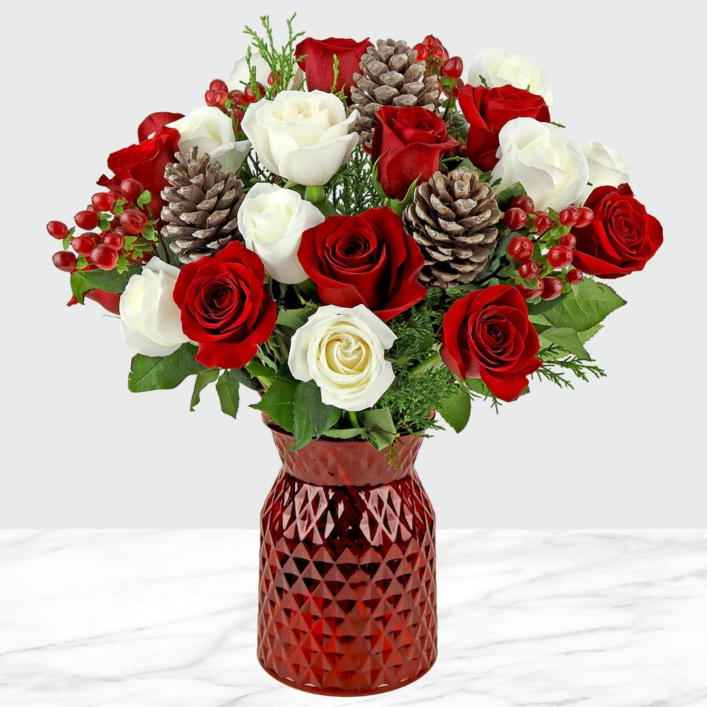 Rustic Christmas Fresh Cut Floral Arrangement, 30-stems