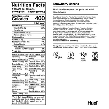 Huel Black Edition High-Protein Strawberry Banana Meal Replacement Drink, 16.9 fl oz, 12-pack