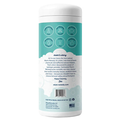 MomRemedy Hydrogen Peroxide All-Surface Cleaner and Stain Remover Wipes, Lemon, 30-count, 5-pack