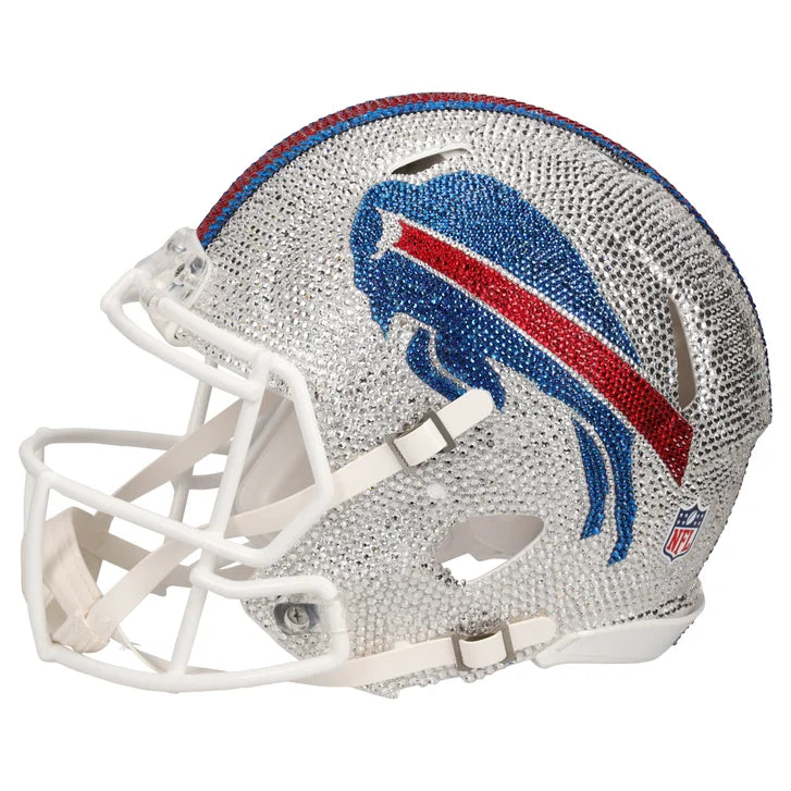 Josh Allen Autographed Buffalo Bills Swarovski Crystal Riddle Speed Authentic Helmet - Art by Rock On Sports