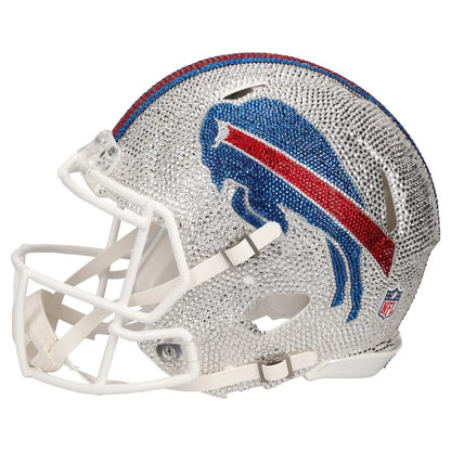 Josh Allen Autographed Buffalo Bills Swarovski Crystal Riddle Speed Authentic Helmet - Art by Rock On Sports
