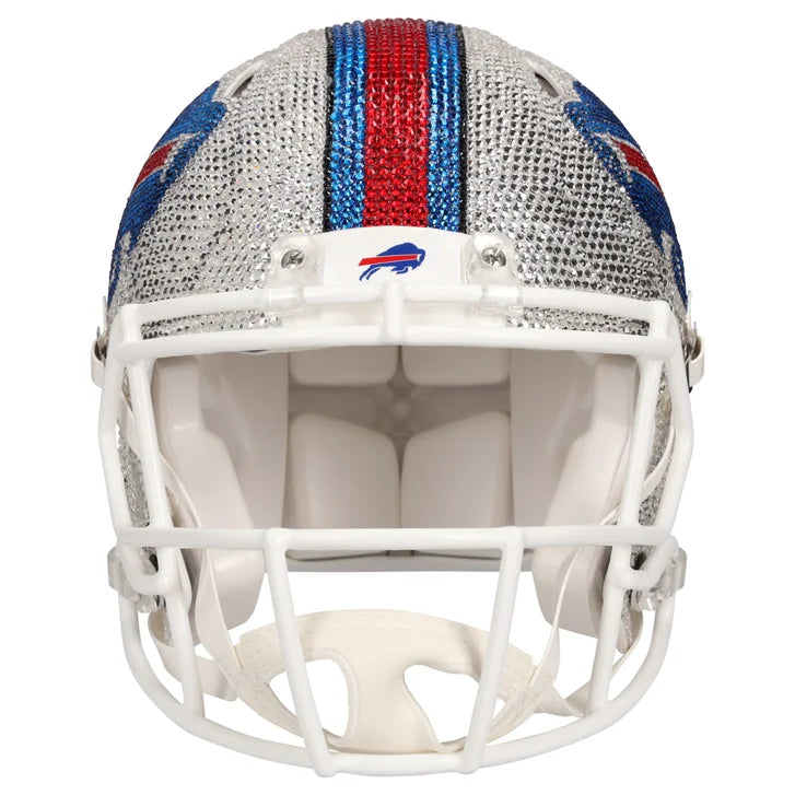 Josh Allen Autographed Buffalo Bills Swarovski Crystal Riddle Speed Authentic Helmet - Art by Rock On Sports