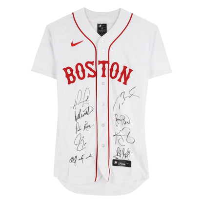 Boston Legends Autographed Nike White Authentic Jersey with 9 Signatures including Tom Brady, Larry Bird and David Ortiz - Limited Edition of 24