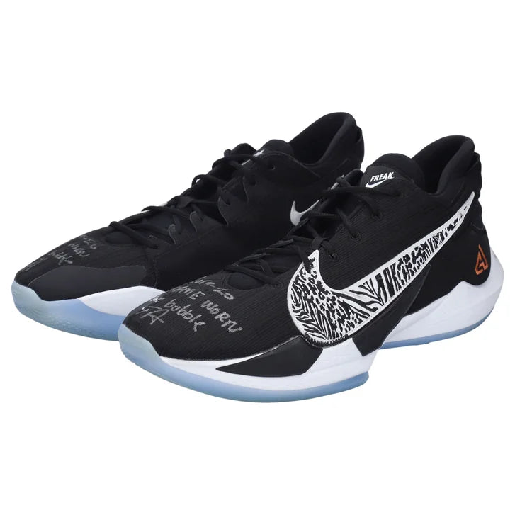 Giannis Antetokounmpo Milwaukee Bucks Autographed Game-Used Black Nike Shoes vs. Miami Heat on August 31, 2020 with "Game Worn The Bubble" Inscription
