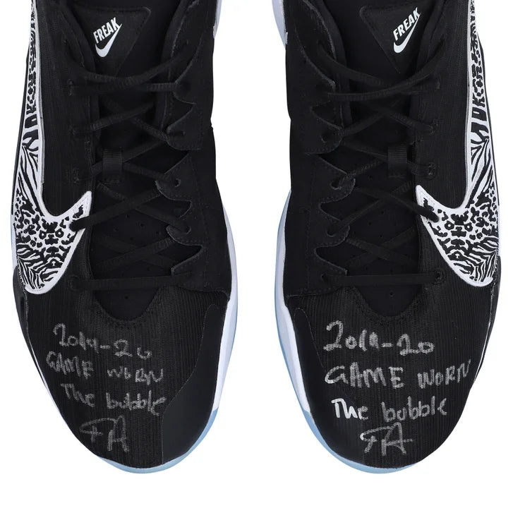 Giannis Antetokounmpo Milwaukee Bucks Autographed Game-Used Black Nike Shoes vs. Miami Heat on August 31, 2020 with "Game Worn The Bubble" Inscription