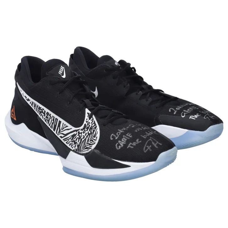 Giannis Antetokounmpo Milwaukee Bucks Autographed Game-Used Black Nike Shoes vs. Miami Heat on August 31, 2020 with "Game Worn The Bubble" Inscription