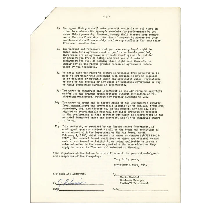 Jackie Robinson Autographed 1956 Greatest Sports Thrill Contract Brooklyn Dodgers Beckett Authenticated