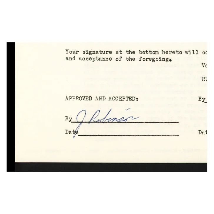 Jackie Robinson Autographed 1956 Greatest Sports Thrill Contract Brooklyn Dodgers Beckett Authenticated