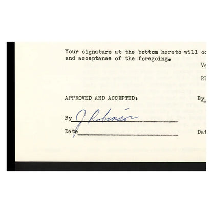 Jackie Robinson Autographed 1956 Greatest Sports Thrill Contract Brooklyn Dodgers Beckett Authenticated