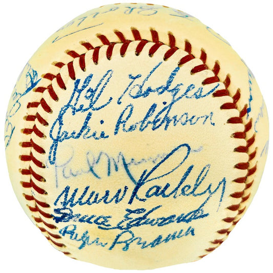 1949 Brooklyn Dodgers Autographed Official NL Baseball With 23 Signatures Including Jackie Robinson Condition Grade 7 PSA/DNA & JSA Authenticated