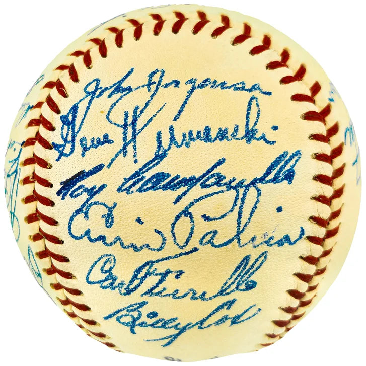 1949 Brooklyn Dodgers Autographed Official NL Baseball With 23 Signatures Including Jackie Robinson Condition Grade 7 PSA/DNA & JSA Authenticated
