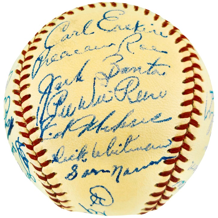 1949 Brooklyn Dodgers Autographed Official NL Baseball With 23 Signatures Including Jackie Robinson Condition Grade 7 PSA/DNA & JSA Authenticated
