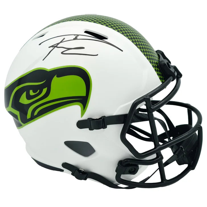 Russell Wilson Autographed Seattle Seahawks White Lunar Eclipse Full Size Speed Replica Helmet - MCS Authenticated