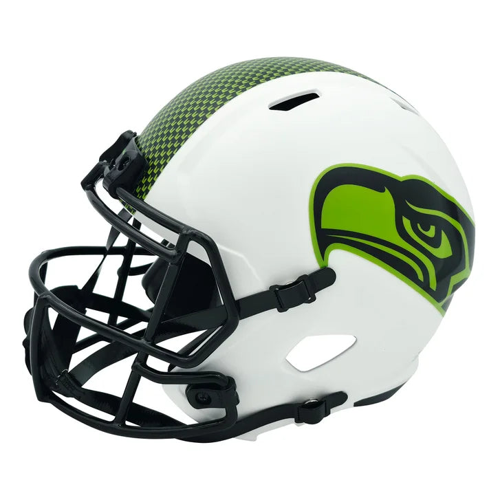 Russell Wilson Autographed Seattle Seahawks White Lunar Eclipse Full Size Speed Replica Helmet - MCS Authenticated