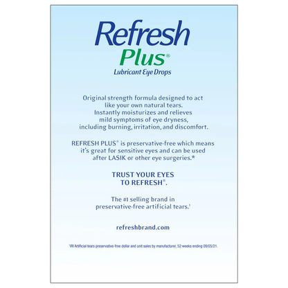 Refresh Plus Preservative-Free Lubricant Eye Drops, 100 Single Use Containers