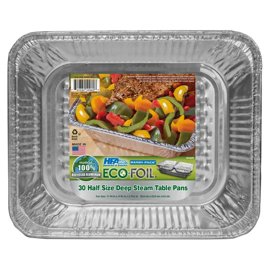 Eco-Foil Half Size Deep Steam Table Pan, 30-count
