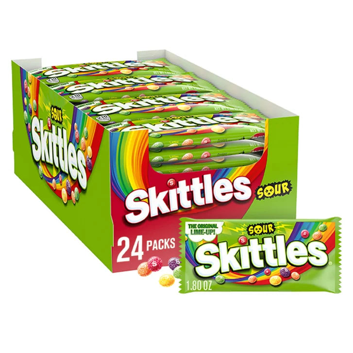 Skittles Bite Size Candy, Sour, 1.8 oz, 24-count
