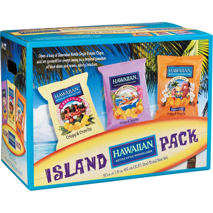Hawaiian Kettle Style Island Variety Potato Chips, 1.5 oz, 30-count