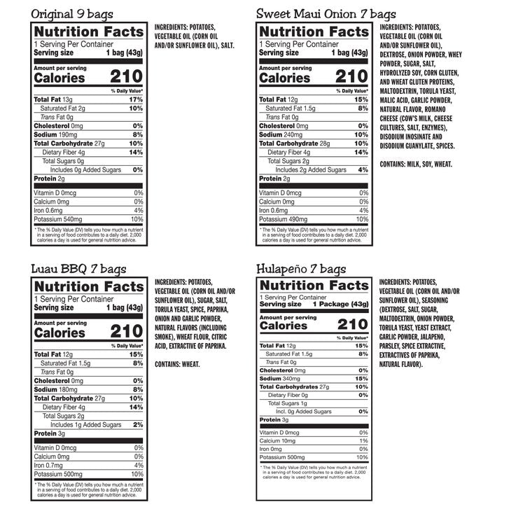 Hawaiian Kettle Style Island Variety Potato Chips, 1.5 oz, 30-count